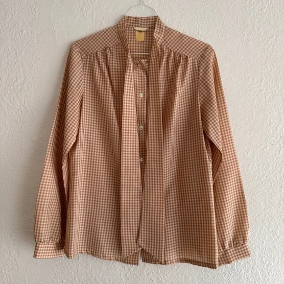 Vintage gingham secretary blouse - Picture 5 of 5